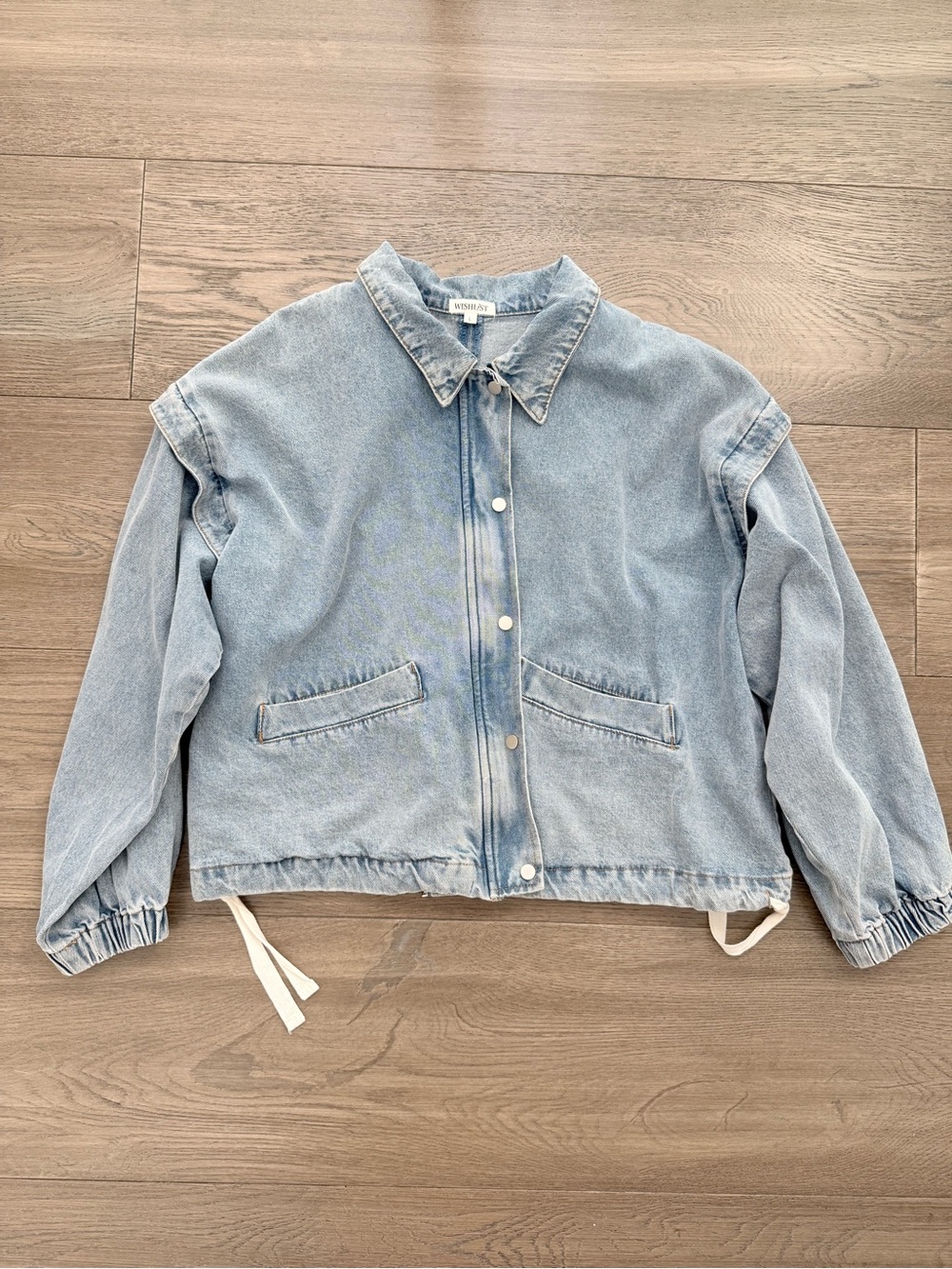 Wishlist Oversized Cotton Denim Cinch Hem Bomber Jacket Large - Picture 5 of 14